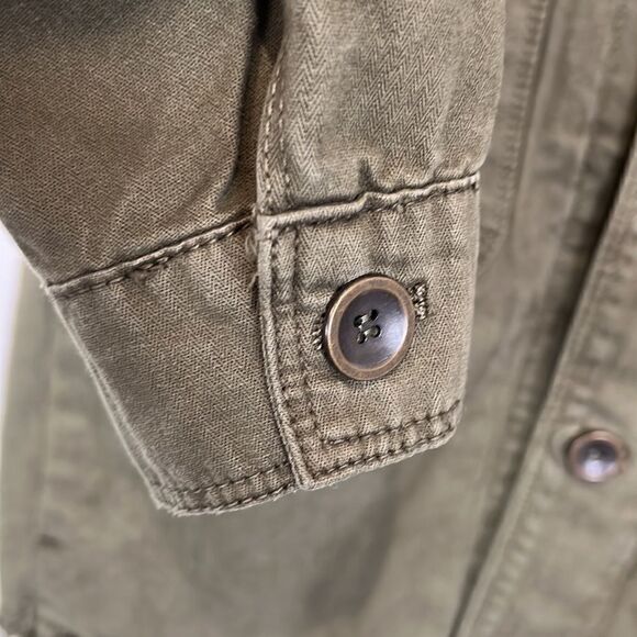 Zara Unisex Relaxed Fit Olive Green Frayed Hem‎ 100% Cottage Jacket Size M - Picture 5 of 13